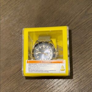 Invicta Gold Watch with Black and Silver Dial